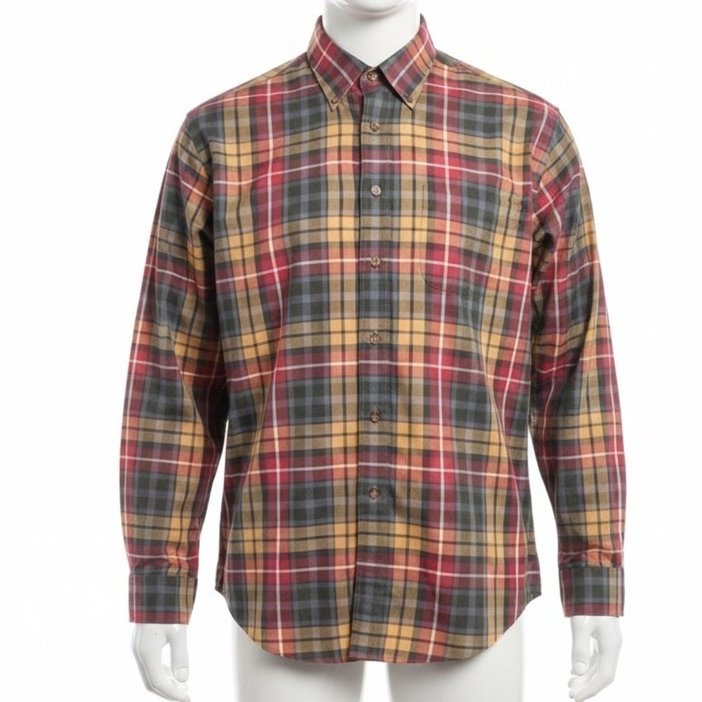 Brooks Brothers Shirt‎ Medium Plaid Tartan Regular Fit Suprima Cotton Preppy Ivy
